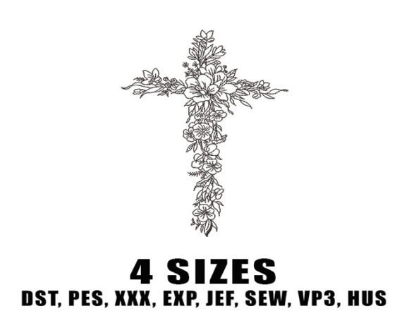 Floral Cross: A Thoughtful Embroidery Design for Meaningful Gifts