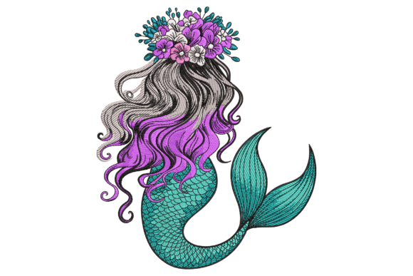 Floral Mermaid: A Whimsical Embroidery Design for Meaningful Gifts