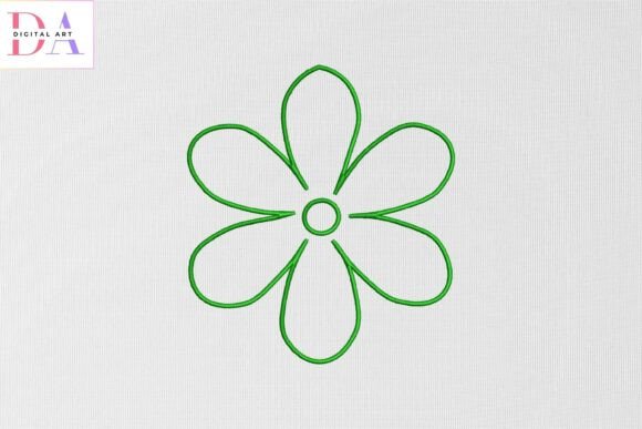 Green Outline Flower: Minimal Elegance for Holiday Stitching